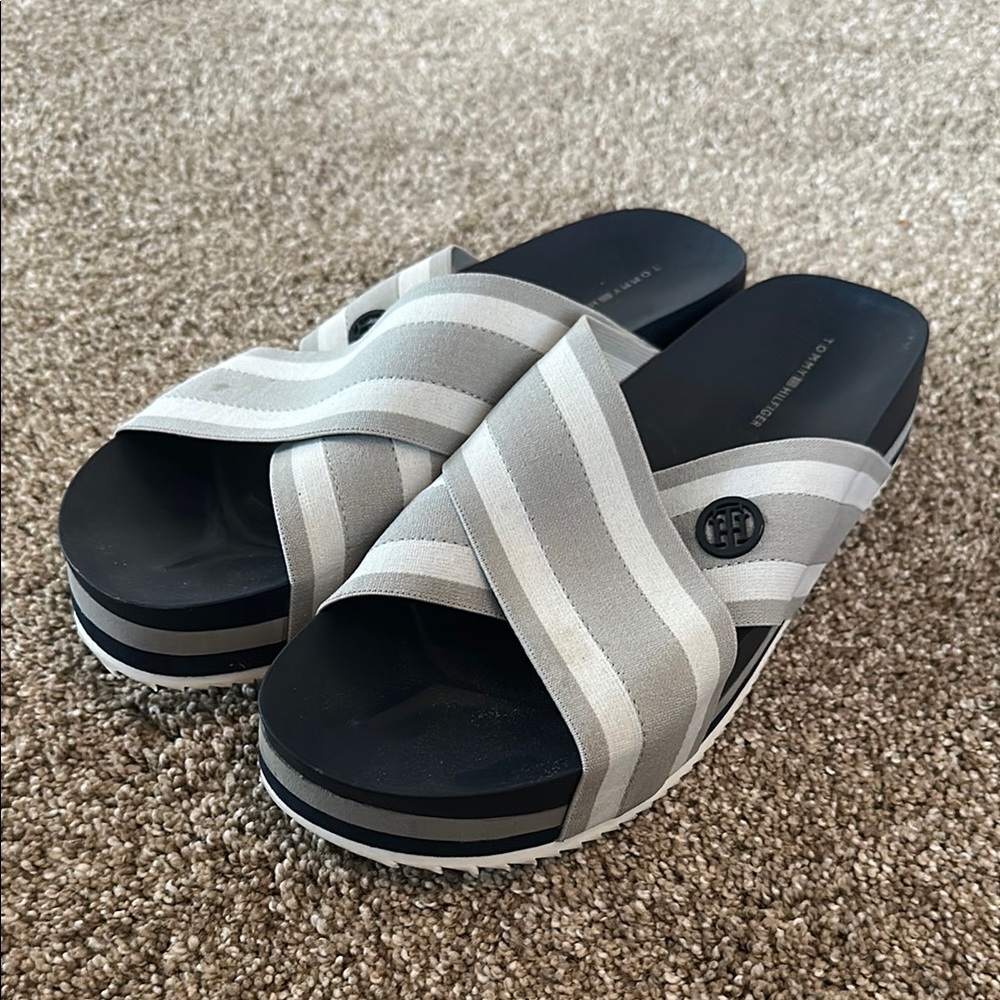 Tommy Hilfiger Blue and White Sandals